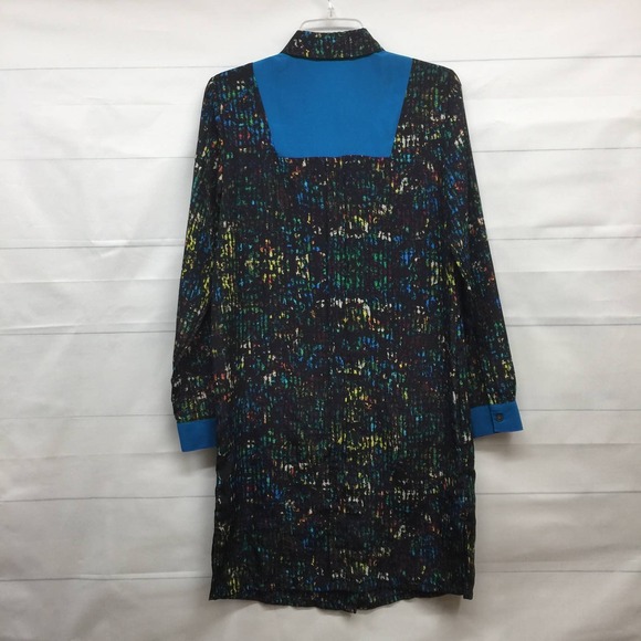 Derek Lam Design Nation Black Blue Abstract Colorful Tunic Shirt Dress S - Picture 5 of 11